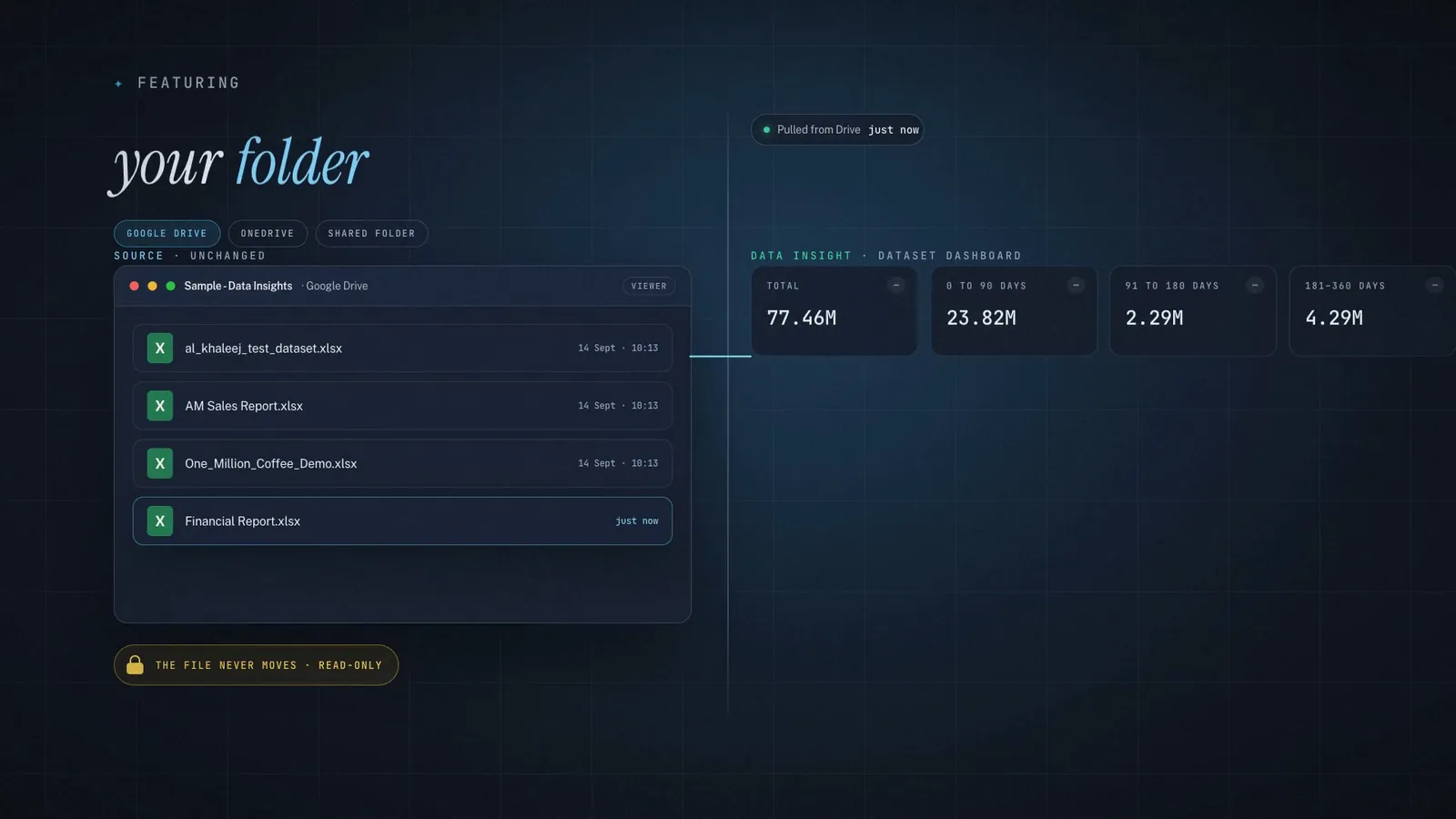 Data Insight with a folder connected as a data source.